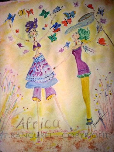 Pintura intitulada "125- AFRIQUE - Envo…" por Françoise Lanfroy-Rancurel, Obras de arte originais, Aquarela
