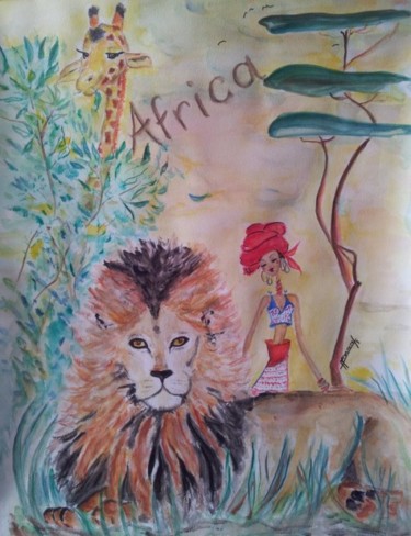 Peinture intitulée "122 - AFRICA - sava…" par Françoise Lanfroy-Rancurel, Œuvre d'art originale, Aquarelle