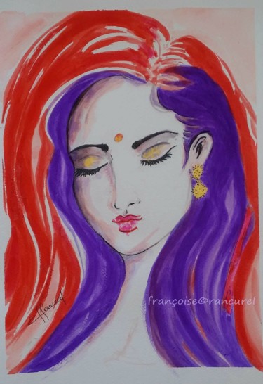 绘画 标题为“Jeune femme hindoue…” 由Françoise Lanfroy-Rancurel, 原创艺术品, 水彩
