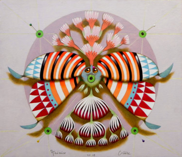 "Circular butterfly…" başlıklı Tablo Federico Cortese tarafından, Orijinal sanat, Petrol Ahşap panel üzerine monte edilmiş