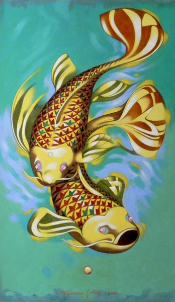 Painting titled "Goldfish" by Federico Cortese, Original Artwork, Oil
