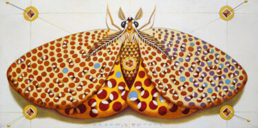 Painting titled "Chromatic butterfly…" by Federico Cortese, Original Artwork, Oil Mounted on Wood Panel