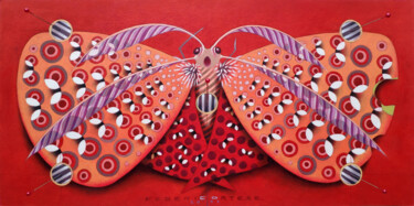 "Chromatic butterfly…" başlıklı Tablo Federico Cortese tarafından, Orijinal sanat, Petrol Ahşap panel üzerine monte edilmiş
