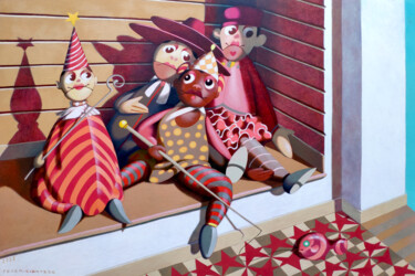 Pintura intitulada "Puppets" por Federico Cortese, Obras de arte originais, Óleo