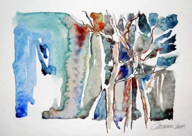 Pittura intitolato "acrilico_alberi_ori…" da Paolo Ancarani, Opera d'arte originale