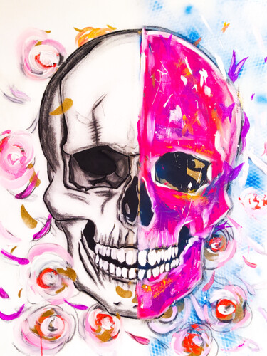 Painting titled "skull" by Cortx, Original Artwork, Acrylic