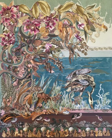 Eden-Le héron. Collages titled "Eden-Le héron." by Coryn, Original Art, Collages