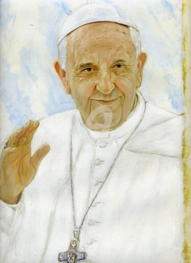 Pittura intitolato "papa Francesco "rit…" da Cosimo Amedeo Eliodoro, Opera d'arte originale, Olio