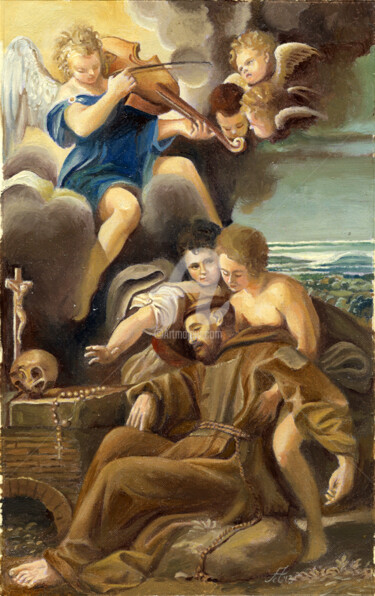 Pittura intitolato "San Francesco "copi…" da Cosimo Amedeo Eliodoro, Opera d'arte originale