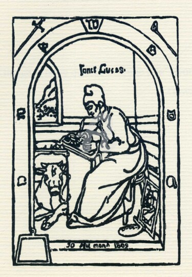 Artigianato intitolato "SAN LUCAS  (EX LIBR…" da Cosimo Amedeo Eliodoro, Opera d'arte originale