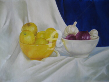 Malerei mit dem Titel "limoni, mele, aglio…" von Cosimo Amedeo Eliodoro, Original-Kunstwerk