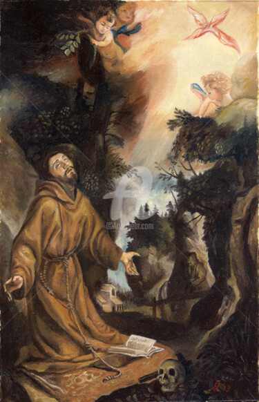 Pittura intitolato "SAN FRANCESCO RICEV…" da Cosimo Amedeo Eliodoro, Opera d'arte originale