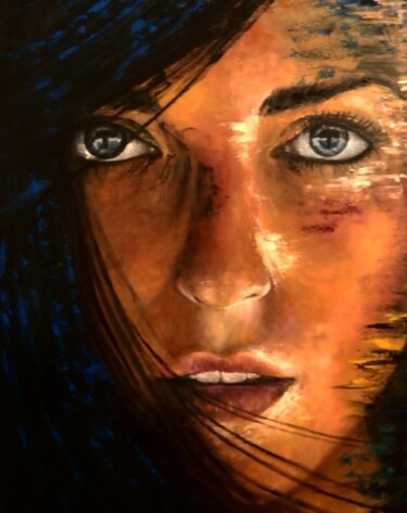 "Mavi gözlü kadın" başlıklı Tablo Coşkun Kula tarafından, Orijinal sanat, Petrol