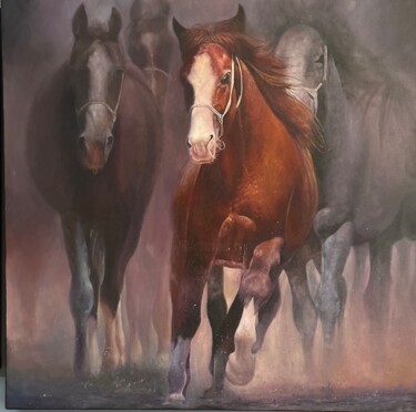 "Atlar" başlıklı Tablo Coşkun Kula tarafından, Orijinal sanat, Petrol