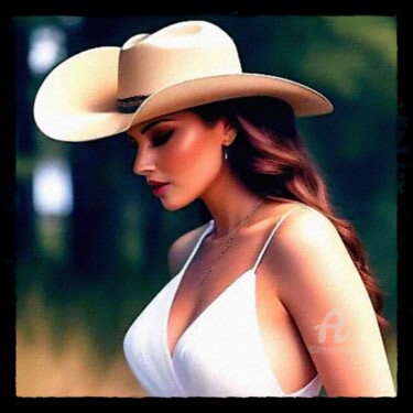 数字艺术 标题为“Woman with Cowboy H…” 由Cosmicphil1, 原创艺术品, 数字油画