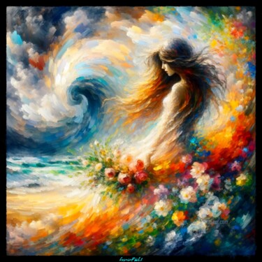 Arte digitale intitolato "Hurricane of Flower…" da Cosmicphil1, Opera d'arte originale, Pittura digitale