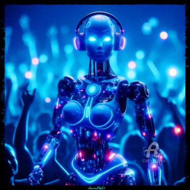 Digital Arts titled "Robotic DJ Woman - 5" by Cosmicphil1, Original Artwork, Digital Painting