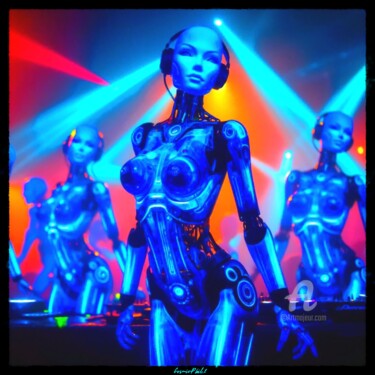 Digital Arts titled "Robotic DJ Woman - 8" by Cosmicphil1, Original Artwork, Digital Painting
