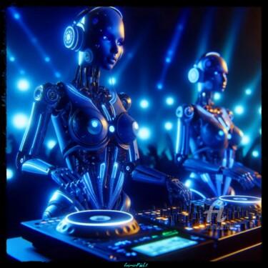 Digitale Kunst mit dem Titel "Robotic DJ Woman -…" von Cosmicphil1, Original-Kunstwerk, Digitale Malerei