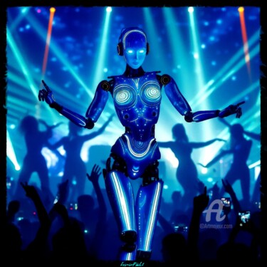 Digital Arts titled "Robotic DJ Woman -…" by Cosmicphil1, Original Artwork, Digital Painting