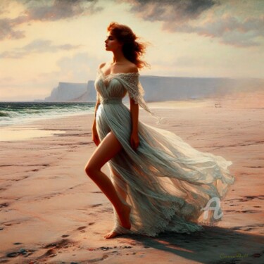 Digital Arts titled "Alone on the Beach…" by Cosmicphil1, Original Artwork, Digital Painting