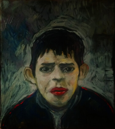 Painting titled "Angry boy portrait" by Cosmin Tudor Sirbulescu, Original Artwork, Oil