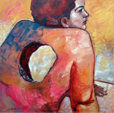 Painting titled "Empty Spaces Woman" by Cosmin Tudor Sirbulescu, Original Artwork, Oil