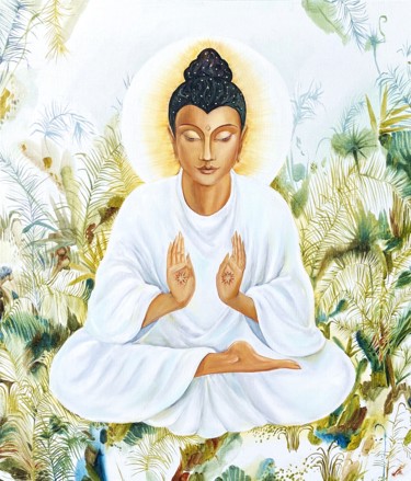 BUDDHA THE UNFAWLESS Painting titled "BUDDHA THE UNFAWLESS" by Irina Markevich, Original Art, Oil Mounted on Stretcher frame