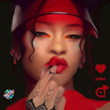 Painting titled "Rihanna" by Cosmoarty, Original Artwork, Digital Painting