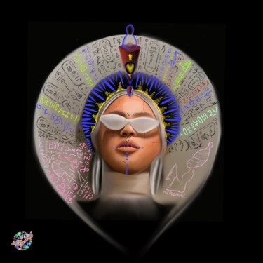 Картина под названием "Queen méditation" - Cosmoarty, Подлинное произведение искусства, Цифровая живопись