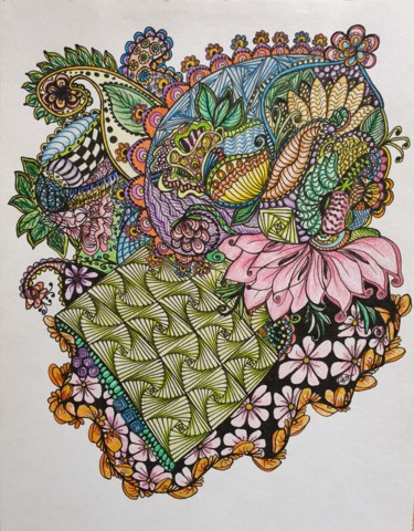Рисунок под названием "Мудрость Востока" - Людмила Абрамова, Подлинное произведение искусства, Цветные карандаши Установлен…
