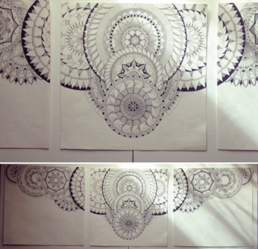 图画 标题为“Création Mandala (3…” 由Constance L, 原创艺术品, 圆珠笔