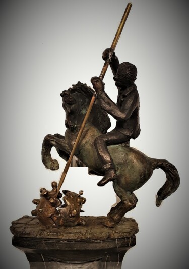 Sculpture intitulée "St Hugo the coronak…" par N.C.J. Stam, Œuvre d'art originale, Bronze