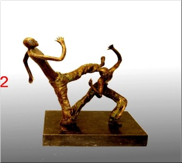 Scultura intitolato "capoeira duel - 2" da N.C.J. Stam, Opera d'arte originale, Colaggio