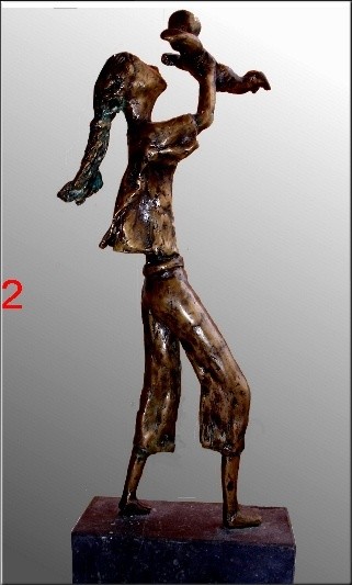 Skulptur mit dem Titel "mother with little…" von N.C.J. Stam, Original-Kunstwerk, Giesserei