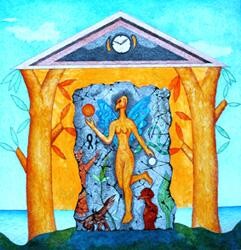 Pittura intitolato "The Time's Door" da Costantino Canonico, Opera d'arte originale, Olio