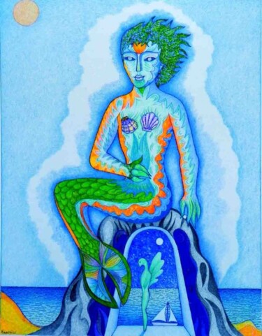 Disegno intitolato "Sirena" da Costantino Canonico, Opera d'arte originale