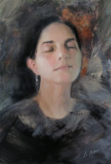 RITRATTO ALLA PRIMA Painting titled "RITRATTO ALLA PRIMA" by Costantino Di Renzo, Original Artwork, Oil Mounted on Cardboard