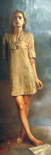 Painting titled "L'ATTESA" by Costantino Di Renzo, Original Artwork, Oil