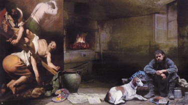 Malarstwo zatytułowany „CARAVAGGIO PICTOR O…” autorstwa Costantino Di Renzo, Oryginalna praca, Tempera