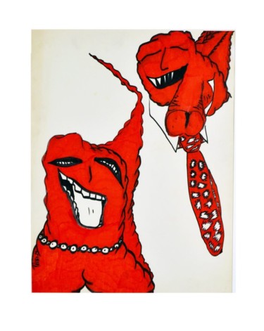 Malerei mit dem Titel "“Red Couple”" von Costis Triantafyllou, Original-Kunstwerk, Acryl