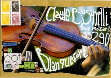 Collages intitulée "Le violon" par Alain Cotten, Œuvre d'art originale