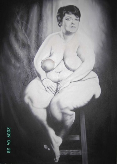 Peinture intitulée "femme ronde" par Mora, Œuvre d'art originale, Huile