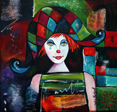 Peinture intitulée "Arlequin chagrin" par Sylvie Bartczak, Œuvre d'art originale, Huile