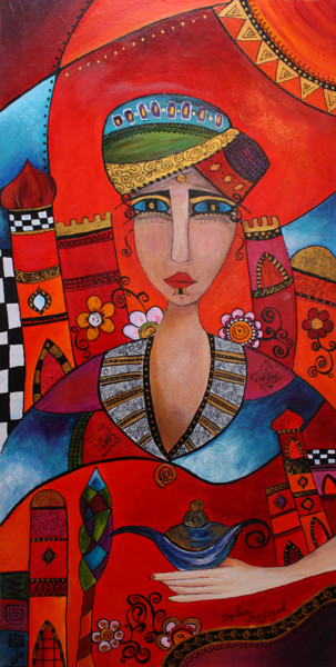 Peinture intitulée "Au royaume d'Aladin" par Sylvie Bartczak, Œuvre d'art originale, Huile