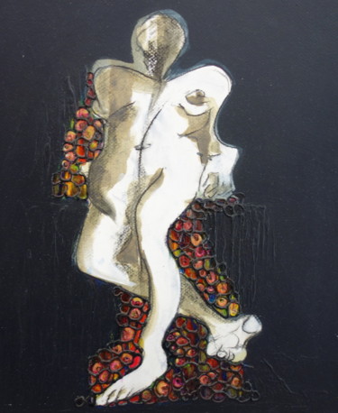 Painting titled "IL PREND LA POSE" by Marie Therese Cambon - Margo, Original Artwork, Acrylic