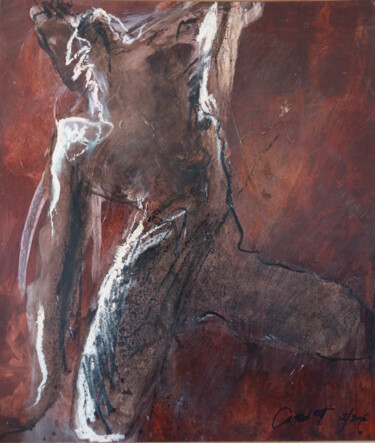 Peinture intitulée "LE ROUGE ET LE NOIR" par Marie Therese Cambon - Margo, Œuvre d'art originale, Acrylique Monté sur Carton