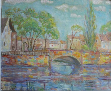 Картина под названием "Весна на реке Иль.…" - Светлана Купче, Подлинное произведение искусства, Масло