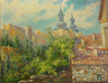 Painting titled "Старый город. Слове…" by Svetlana Kupche, Original Artwork, Oil