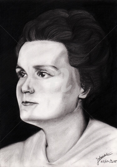 Desenho intitulada "Marie Curie" por Johanne Dossmann, Obras de arte originais, Lápis